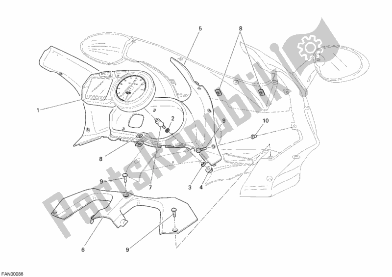 Tutte le parti per il Metro del Ducati Sport ST3 S ABS 1000 2007